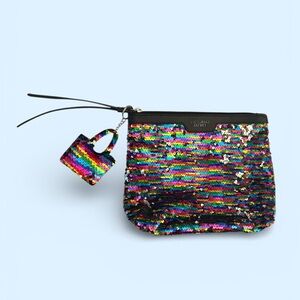 Victoria's Secret Rainbow Sequin Cosmetic Bag